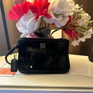 Coach  Black Sequin Clutch Bag